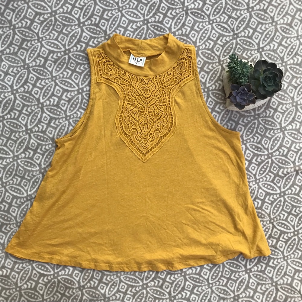 H.I.P. Yellow Turtleneck Tank Top S